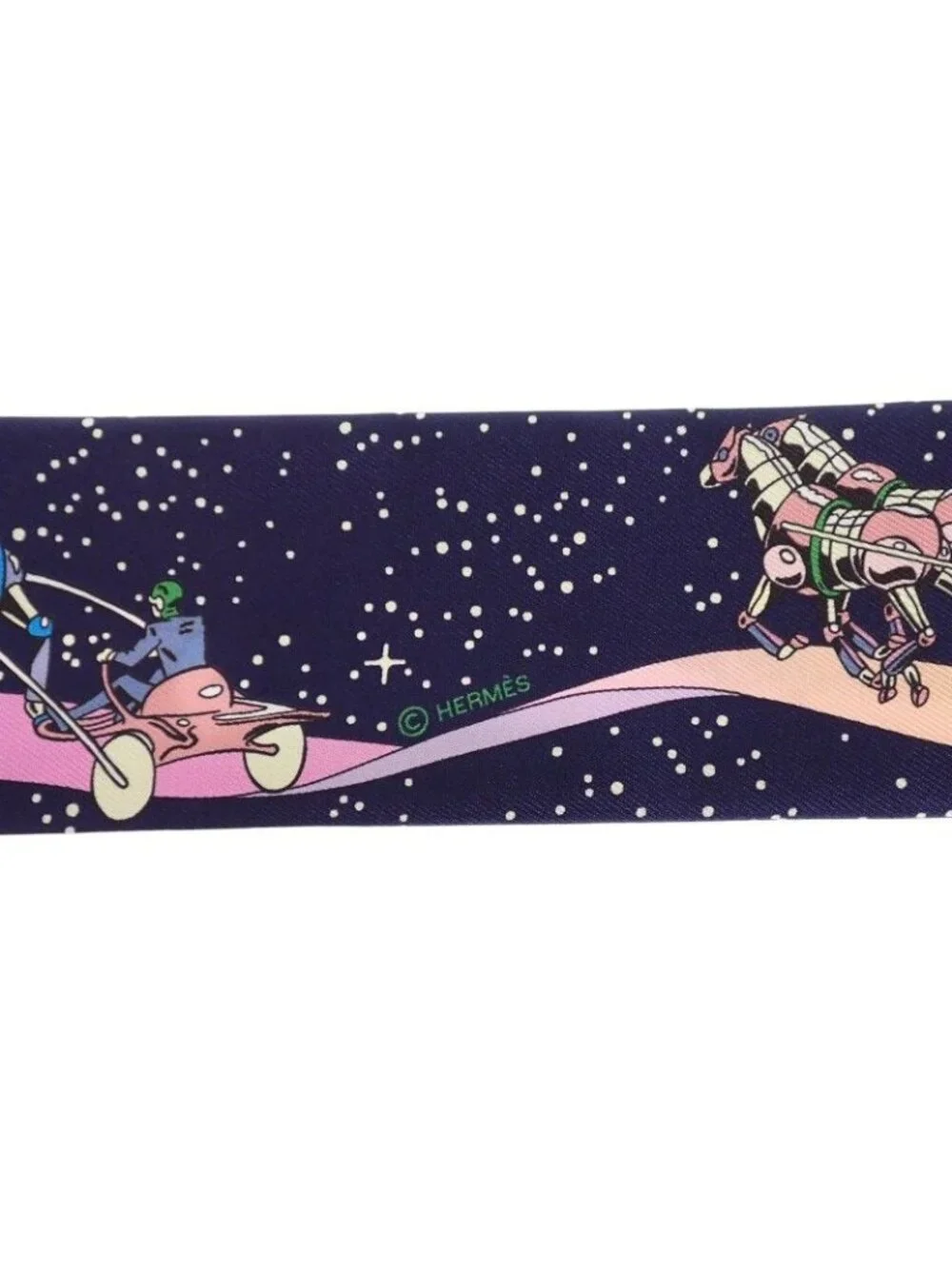 Hermes Twilly Space Scarf Silk Navy Marine Rose